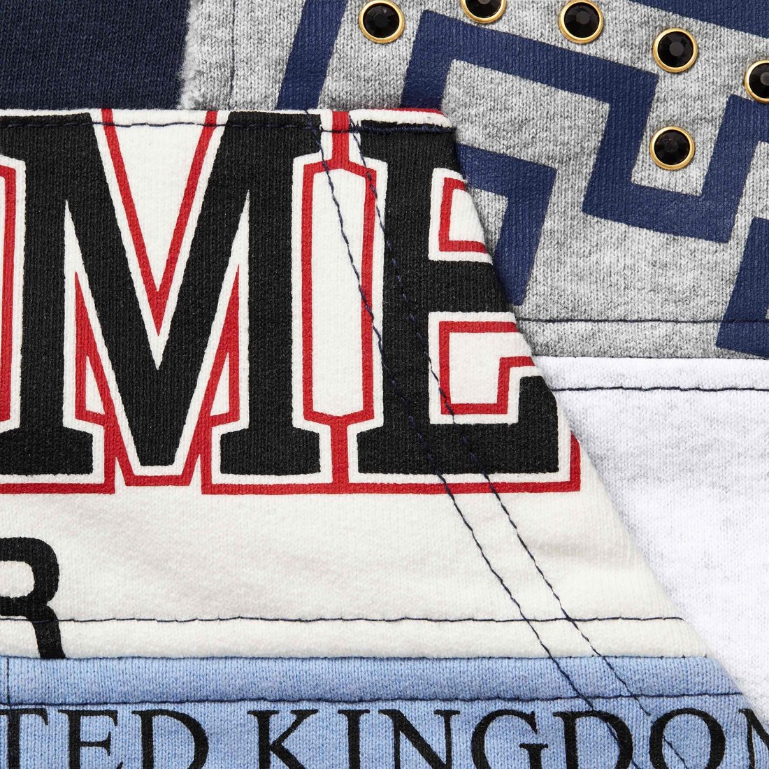Supreme Patchwork Zip Up Hooded Sweatshirt (SS25) - Navy - $238