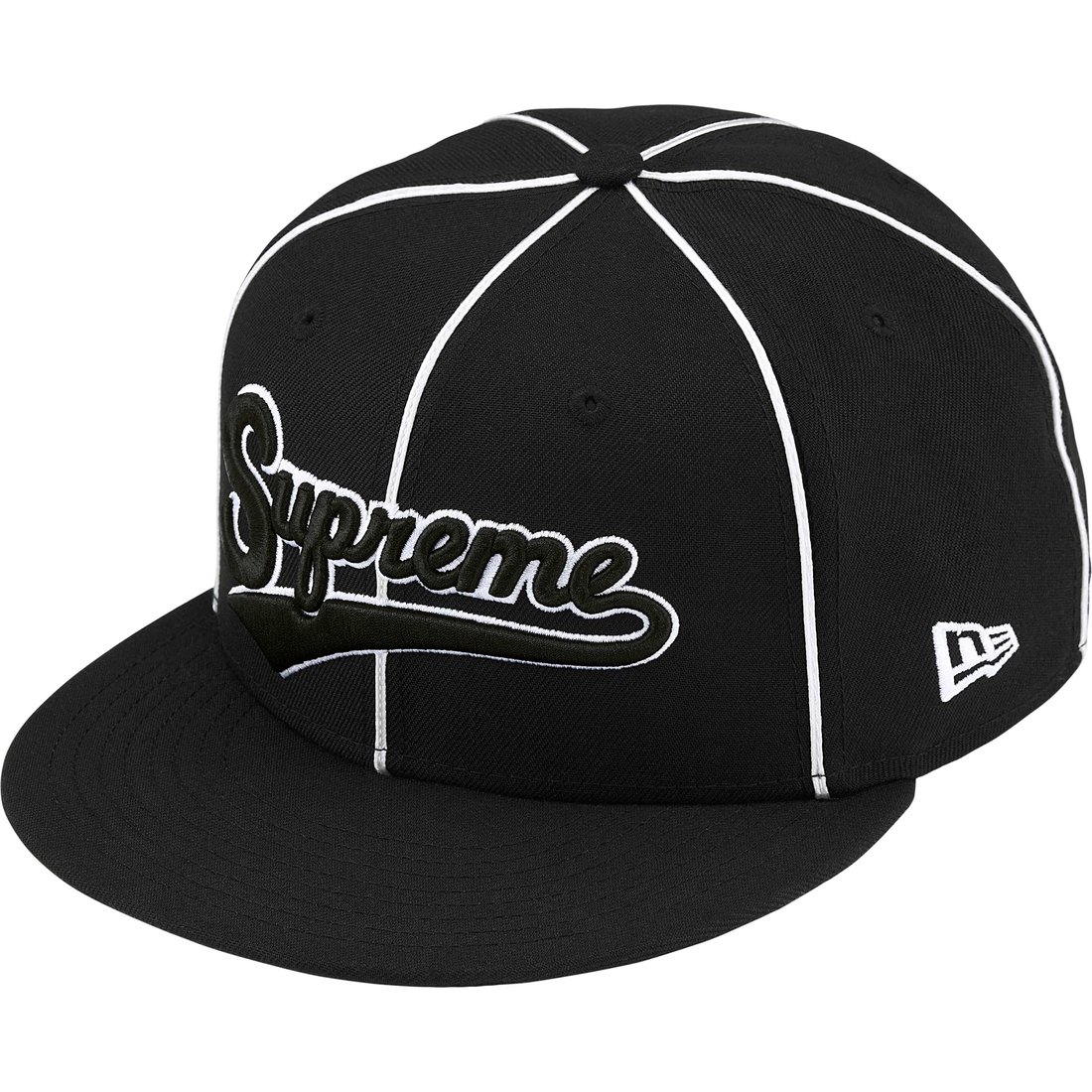Supreme Piping Script Logo New Era (SS25) - Black - $54