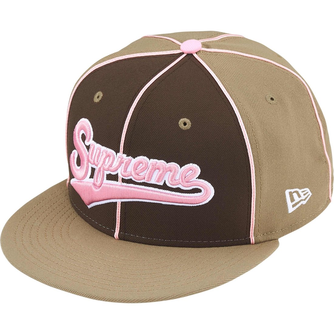 Supreme Piping Script Logo New Era (SS25) - Tan - $54
