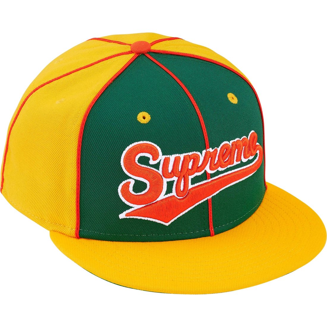 Supreme Piping Script Logo New Era (SS25) - Yellow - $54