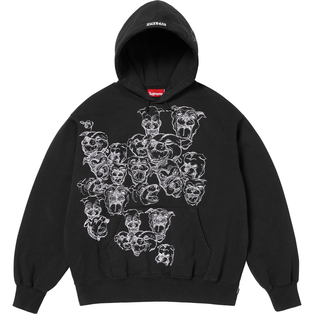Supreme Pitbulls Embroidered Hooded Sweatshirt (SS25) - Black - $168