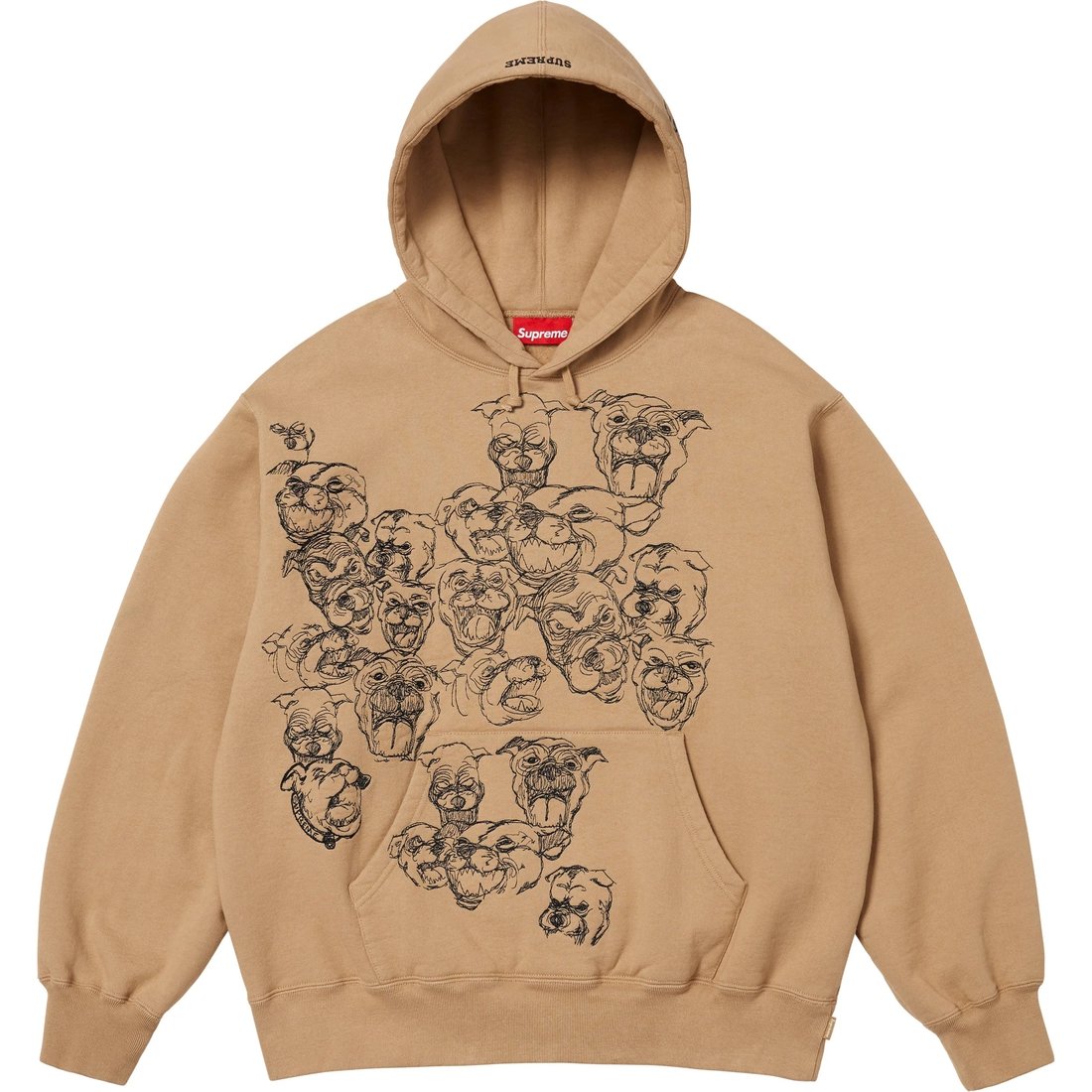 Supreme Pitbulls Embroidered Hooded Sweatshirt (SS25) - Light Tan - $168
