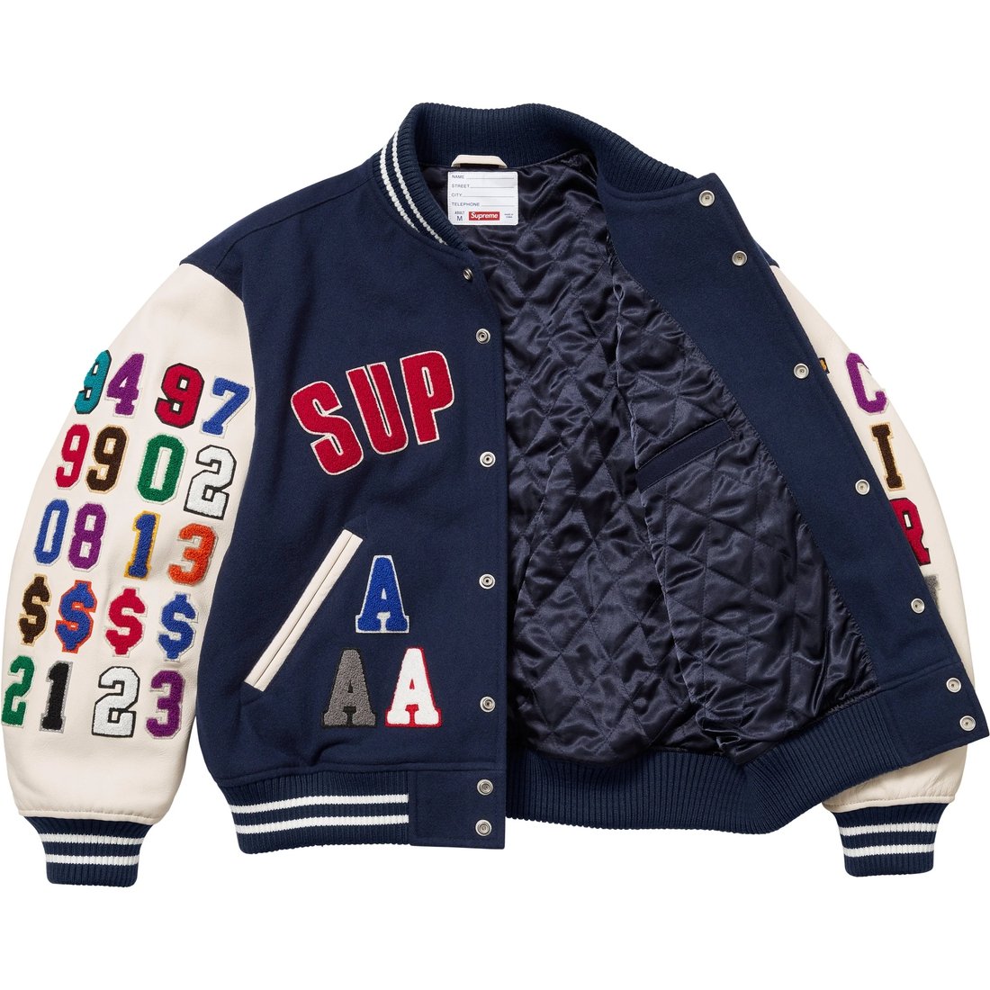 Supreme Praises Varsity Jacket (SS25) - Navy - $598