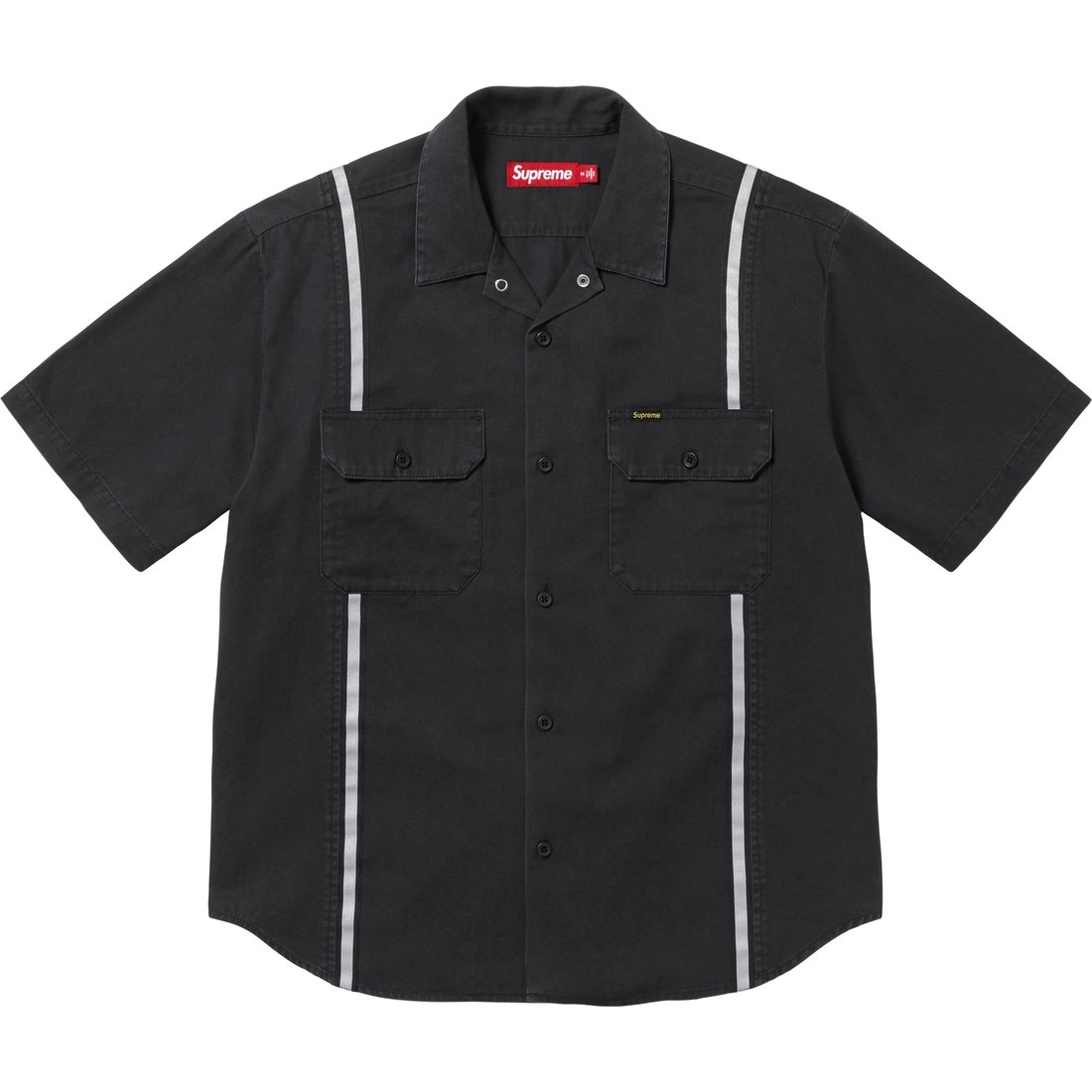 Supreme Reflective Stripe S S Work Shirt (SS25) - Black - $148