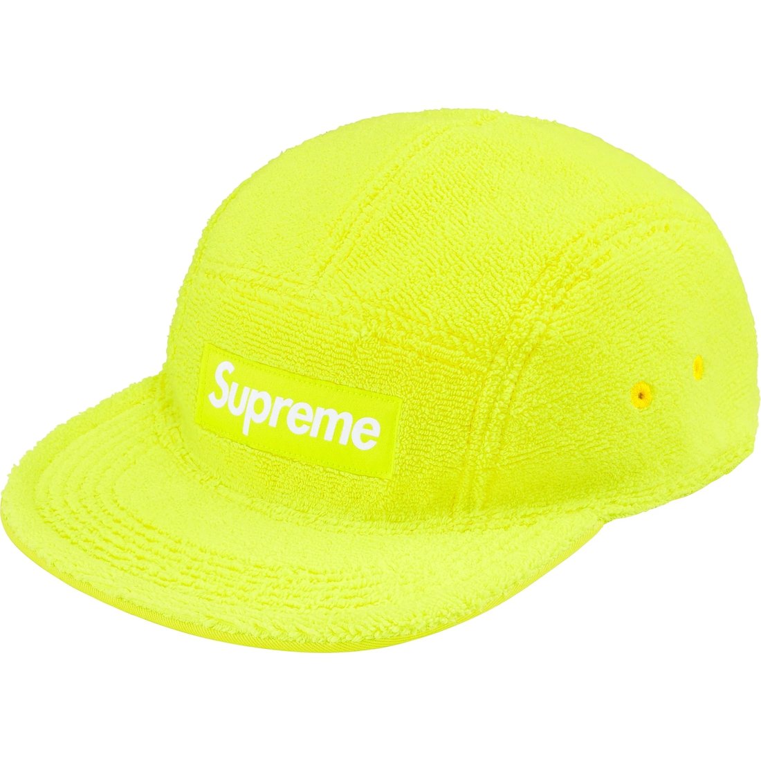 Supreme Reversible Terry Camp Cap (SS25) - Fluorescent Yellow - $54
