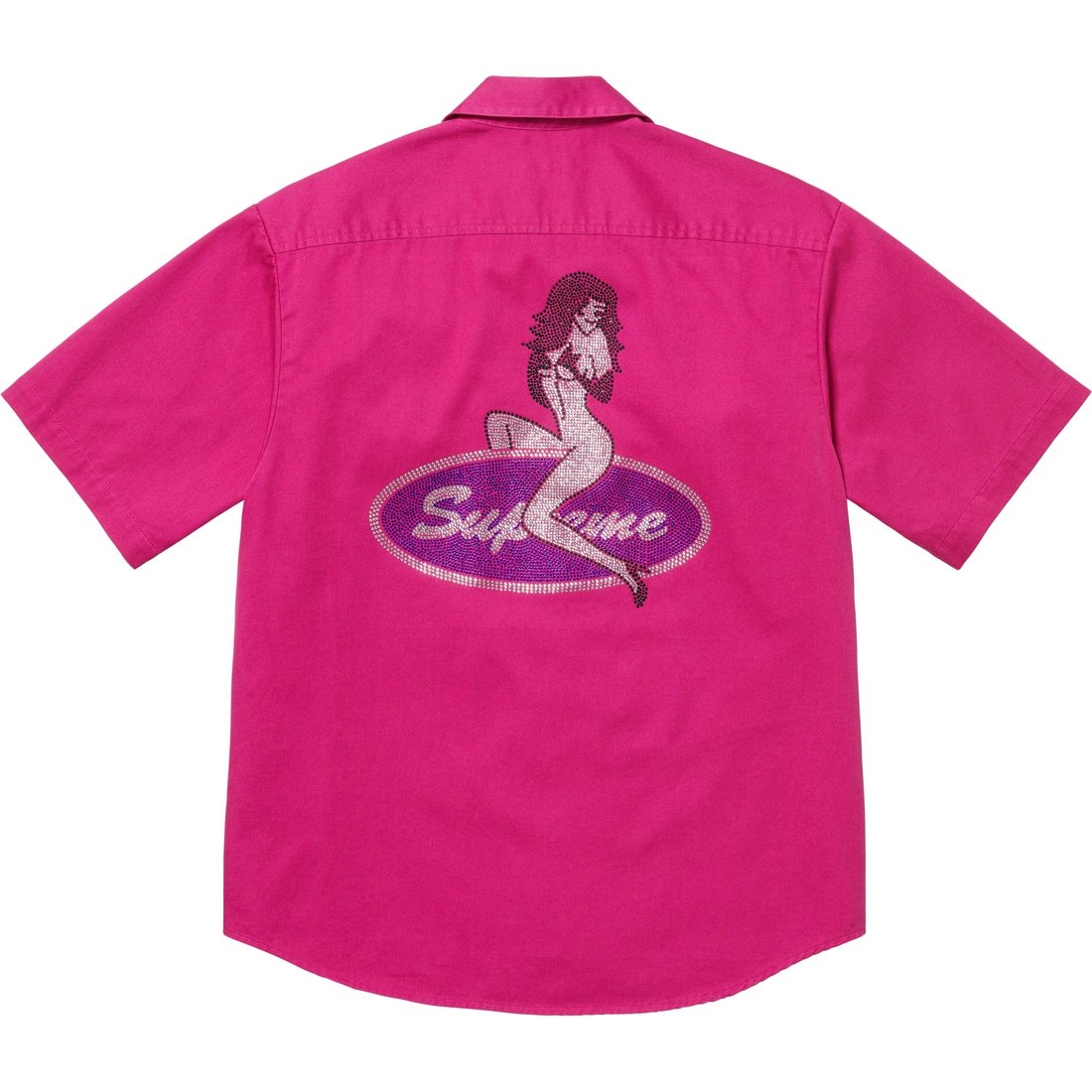 Supreme Rhinestone Pin Up S S Work Shirt (SS25) - Fuchsia - $158