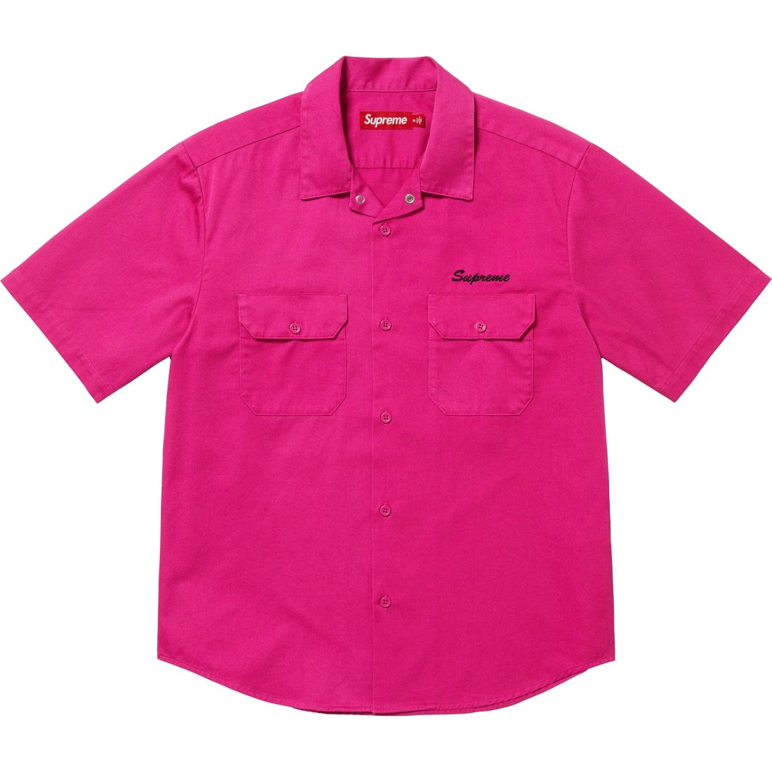 Supreme Rhinestone Pin Up S S Work Shirt (SS25) - Fuchsia - $158