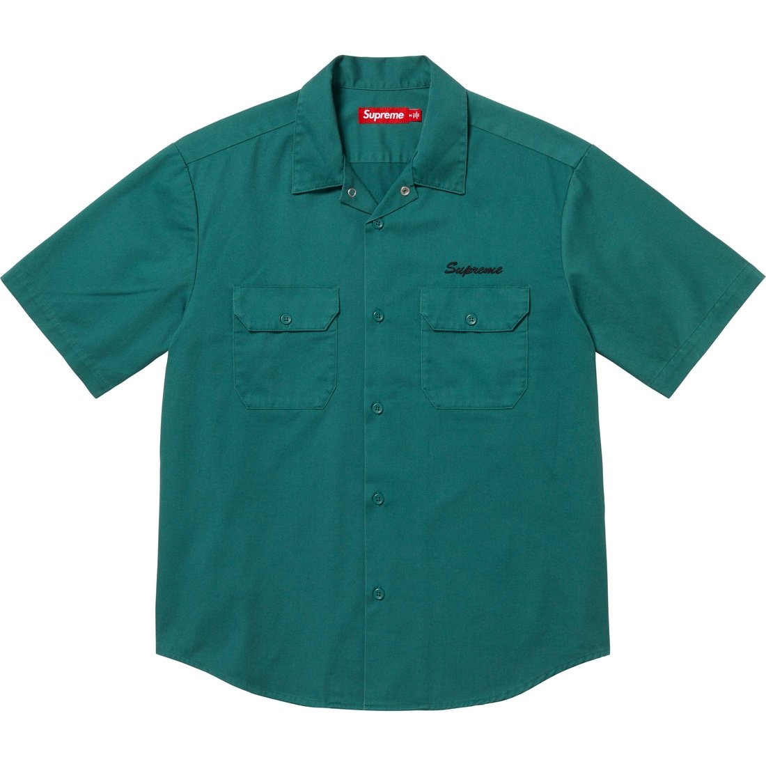 Supreme Rhinestone Pin Up S S Work Shirt (SS25) - Work Green - $158