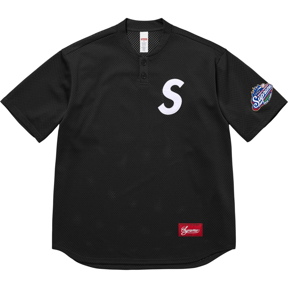 Supreme S Logo Baseball Henley (SS25) - Black - $118