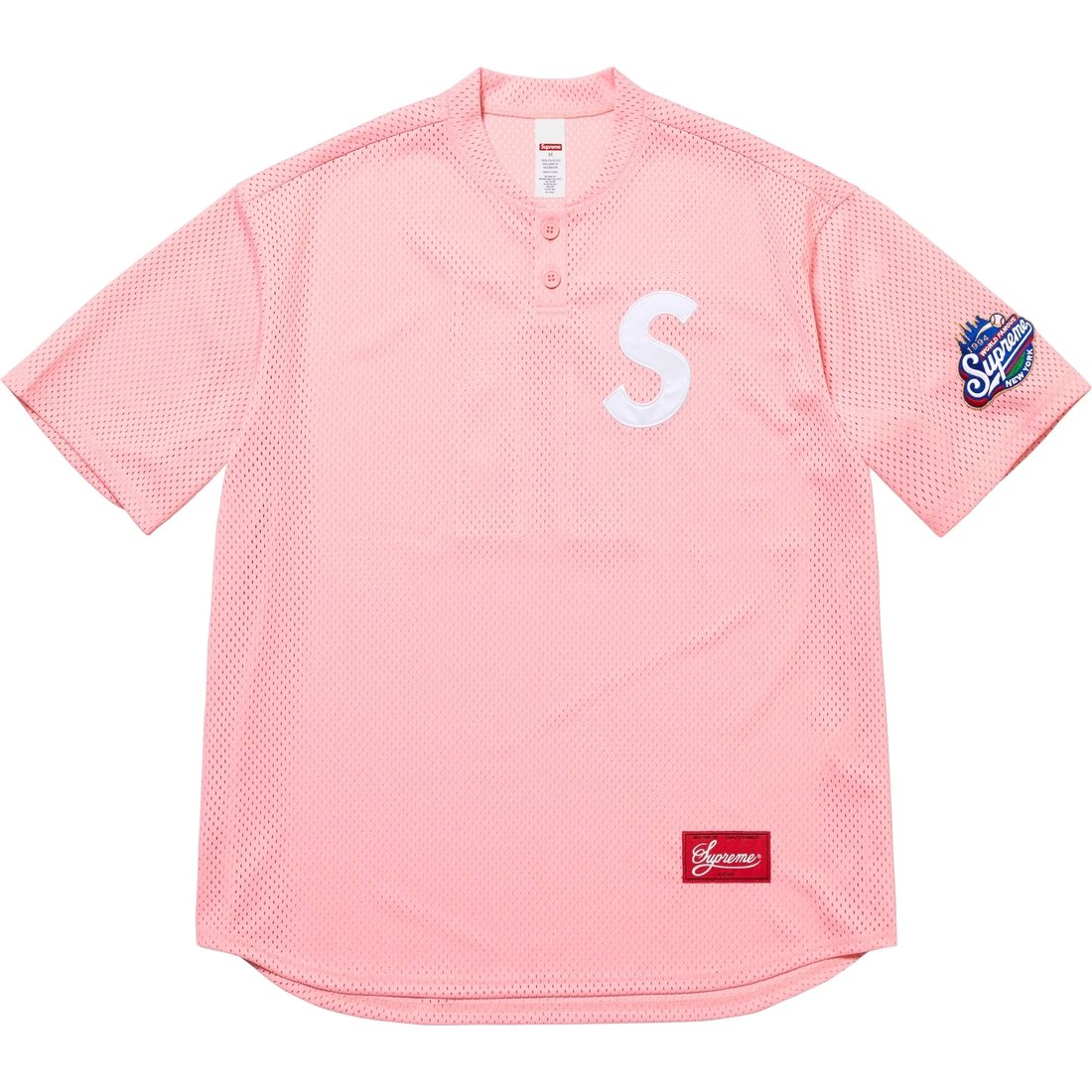 Supreme S Logo Baseball Henley (SS25) - Pink - $118