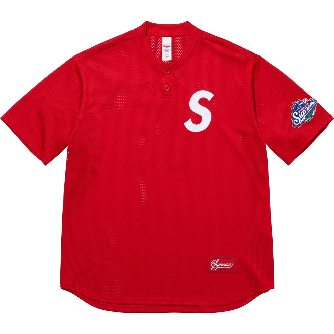 Supreme S Logo Baseball Henley (SS25) - Red - $118
