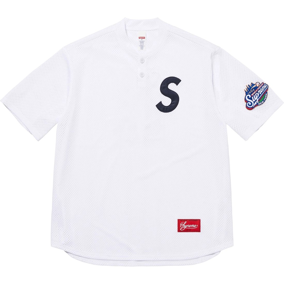 Supreme S Logo Baseball Henley (SS25) - White - $118