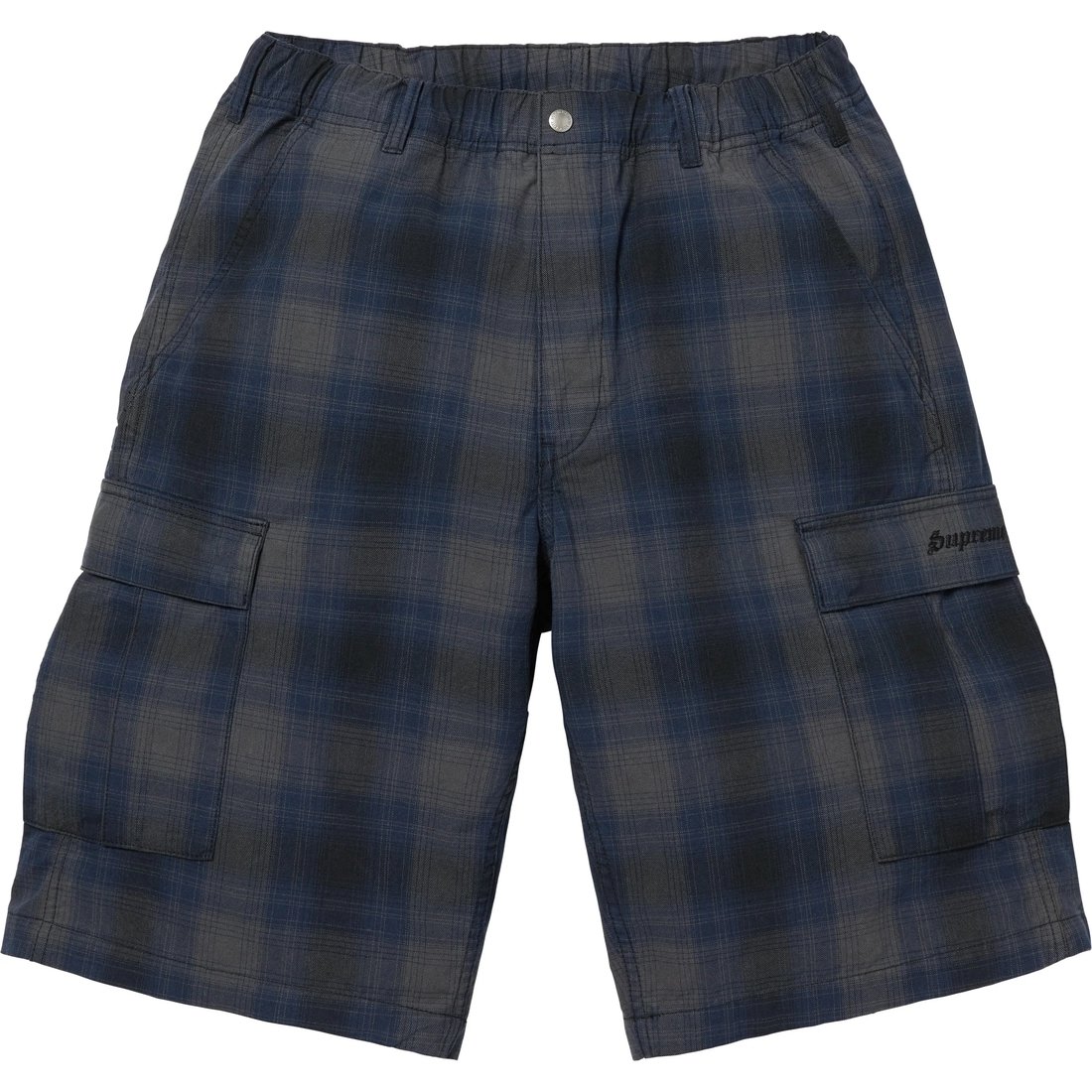 Supreme Shadow Plaid Cargo Short (SS25) - Black - $138
