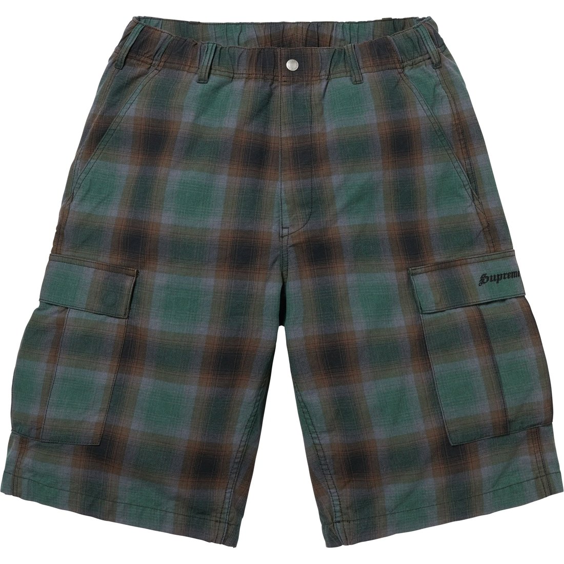 Supreme Shadow Plaid Cargo Short (SS25) - Green - $138