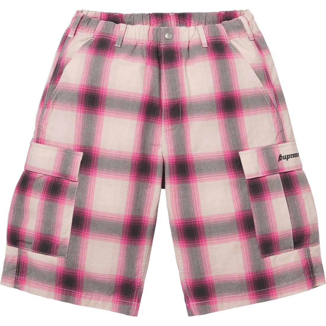 Supreme Shadow Plaid Cargo Short (SS25) - Pink - $138