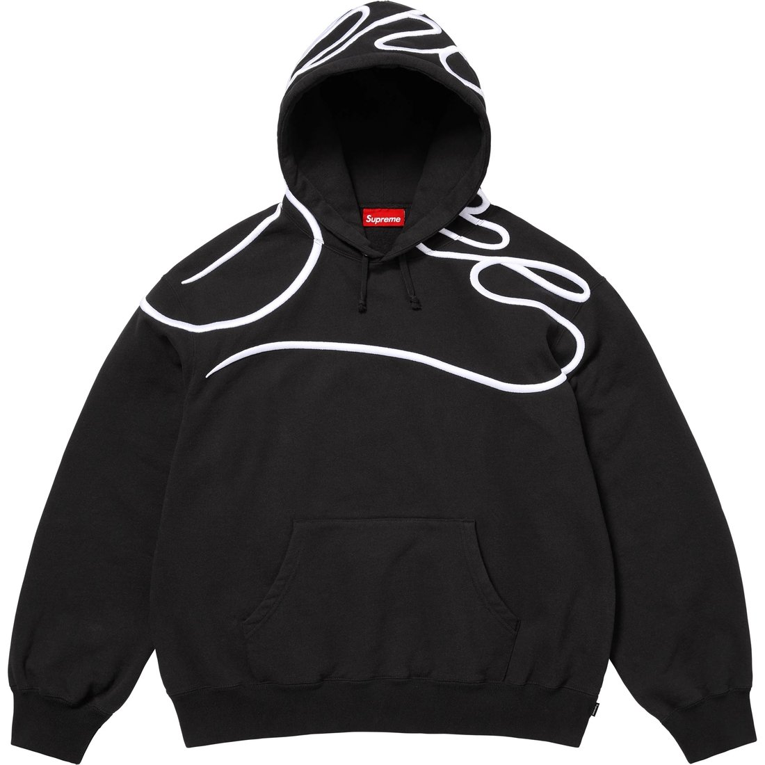 Supreme Shoulder Script Hooded Sweatshirt (SS25) - Black - $168