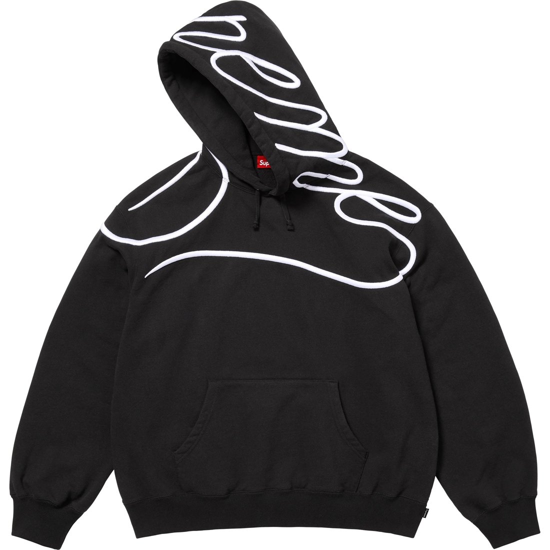 Supreme Shoulder Script Hooded Sweatshirt (SS25) - Black - $168