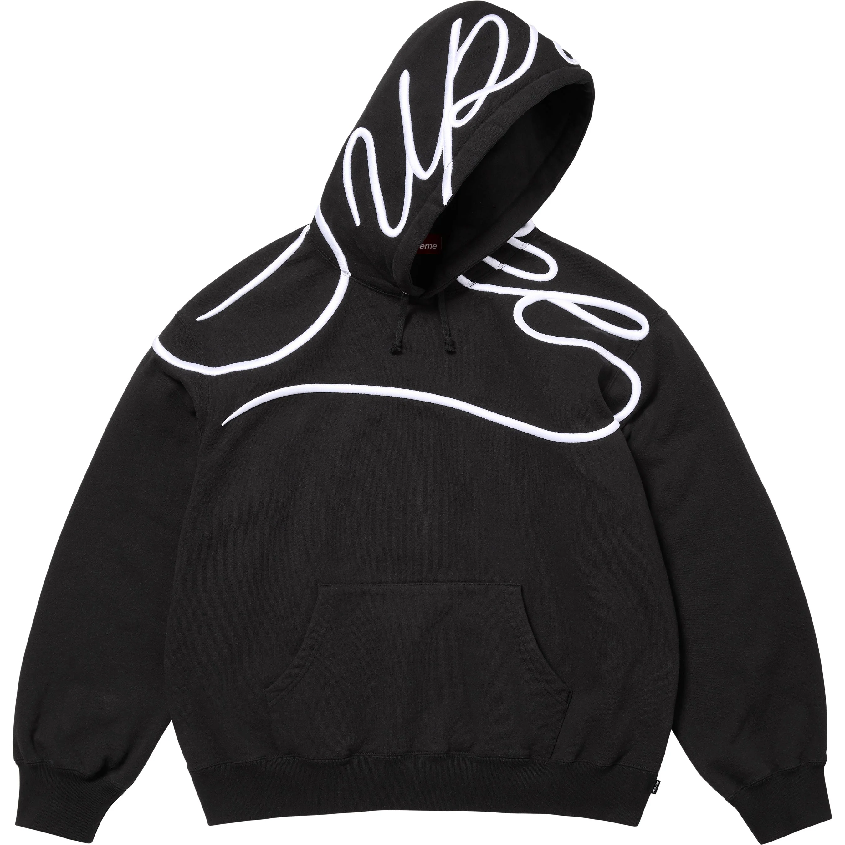 Supreme Embroidered Script Hooded Sweatshirt Black Men's