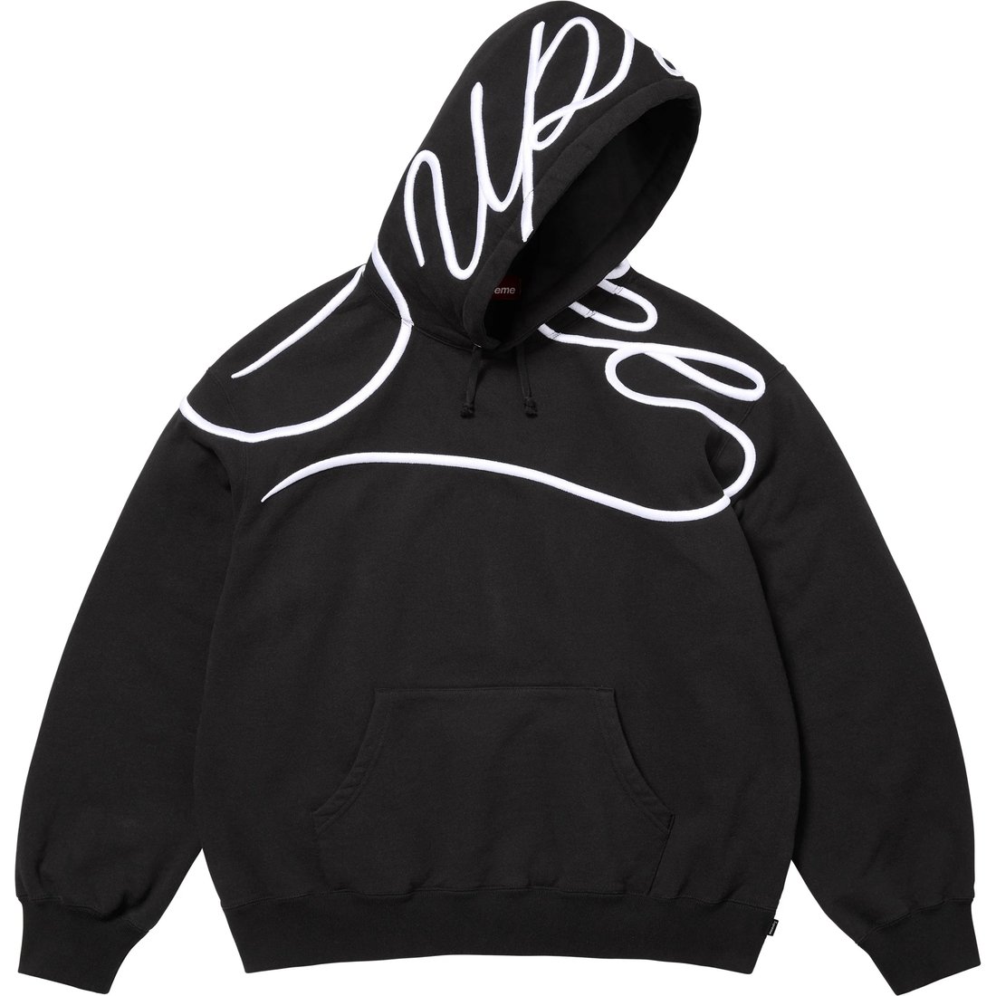 Supreme Shoulder Script Hooded Sweatshirt (SS25) - Black - $168