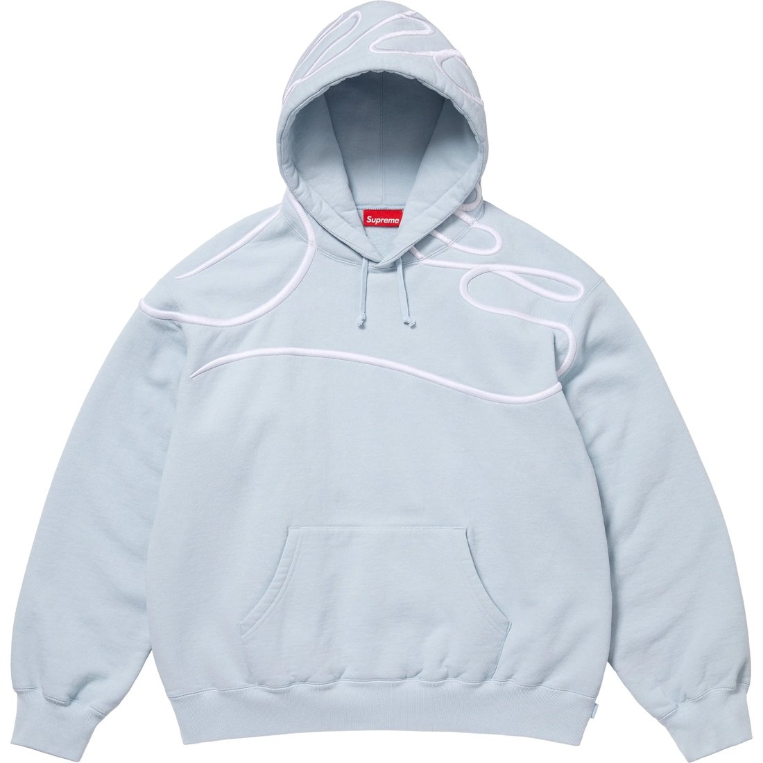 Supreme Shoulder Script Hooded Sweatshirt (SS25) - Light Blue - $168