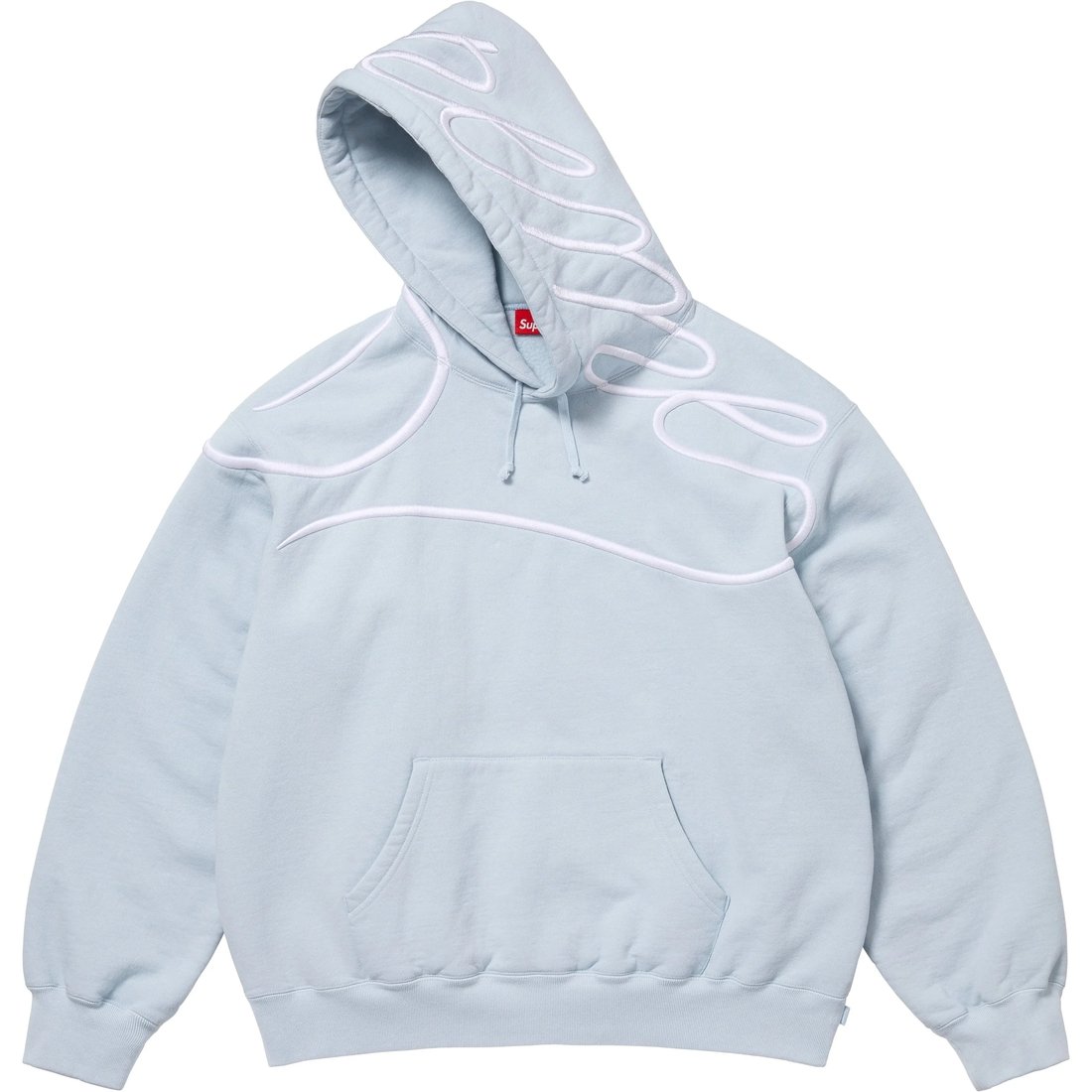 Supreme Shoulder Script Hooded Sweatshirt (SS25) - Light Blue - $168