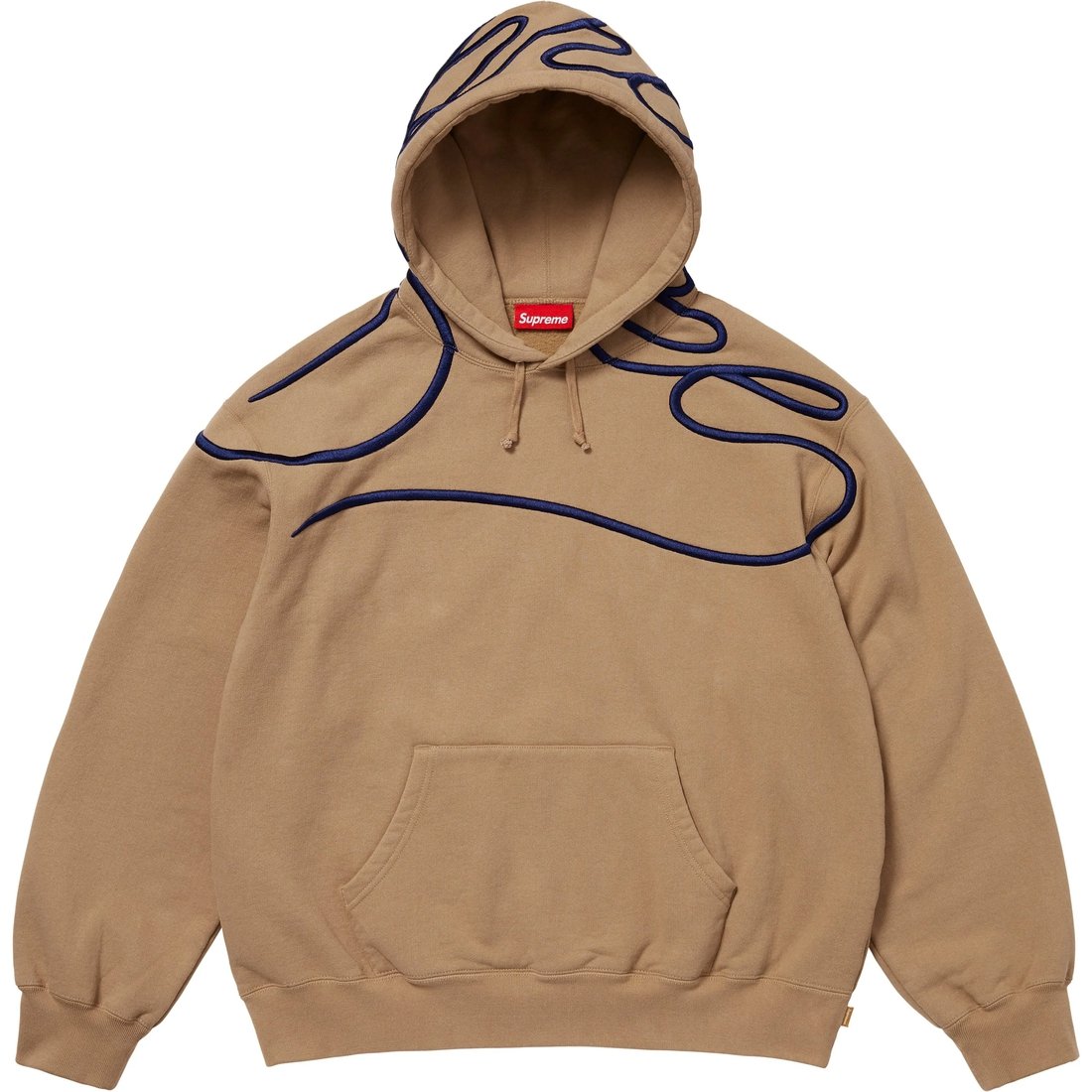 Supreme Shoulder Script Hooded Sweatshirt (SS25) - Light Tan - $168