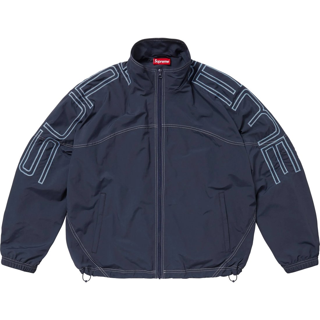 Supreme Spellout Embroidered Track Jacket (SS25) - Navy - $178