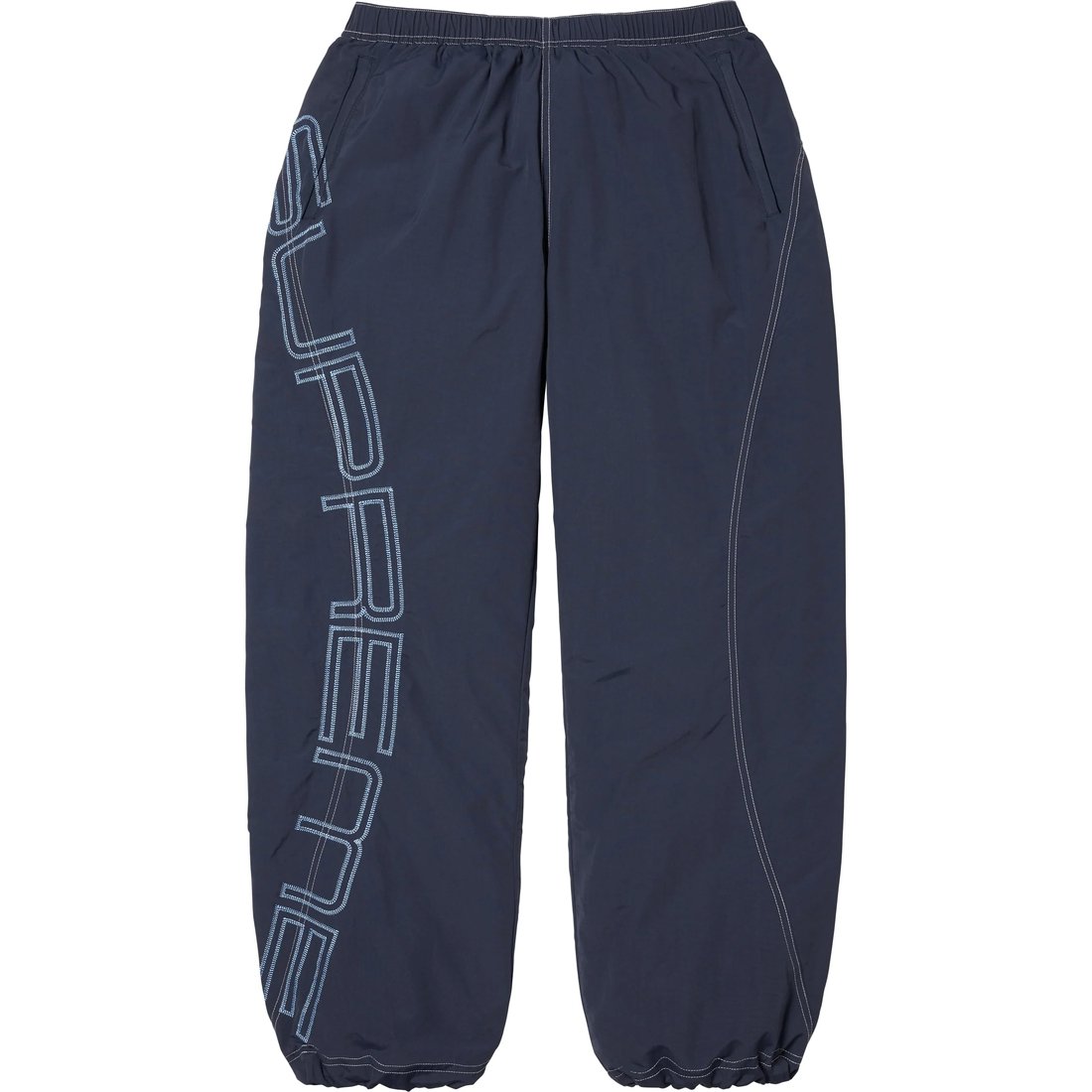 Supreme Spellout Embroidered Track Pant (SS25) - Navy - $148
