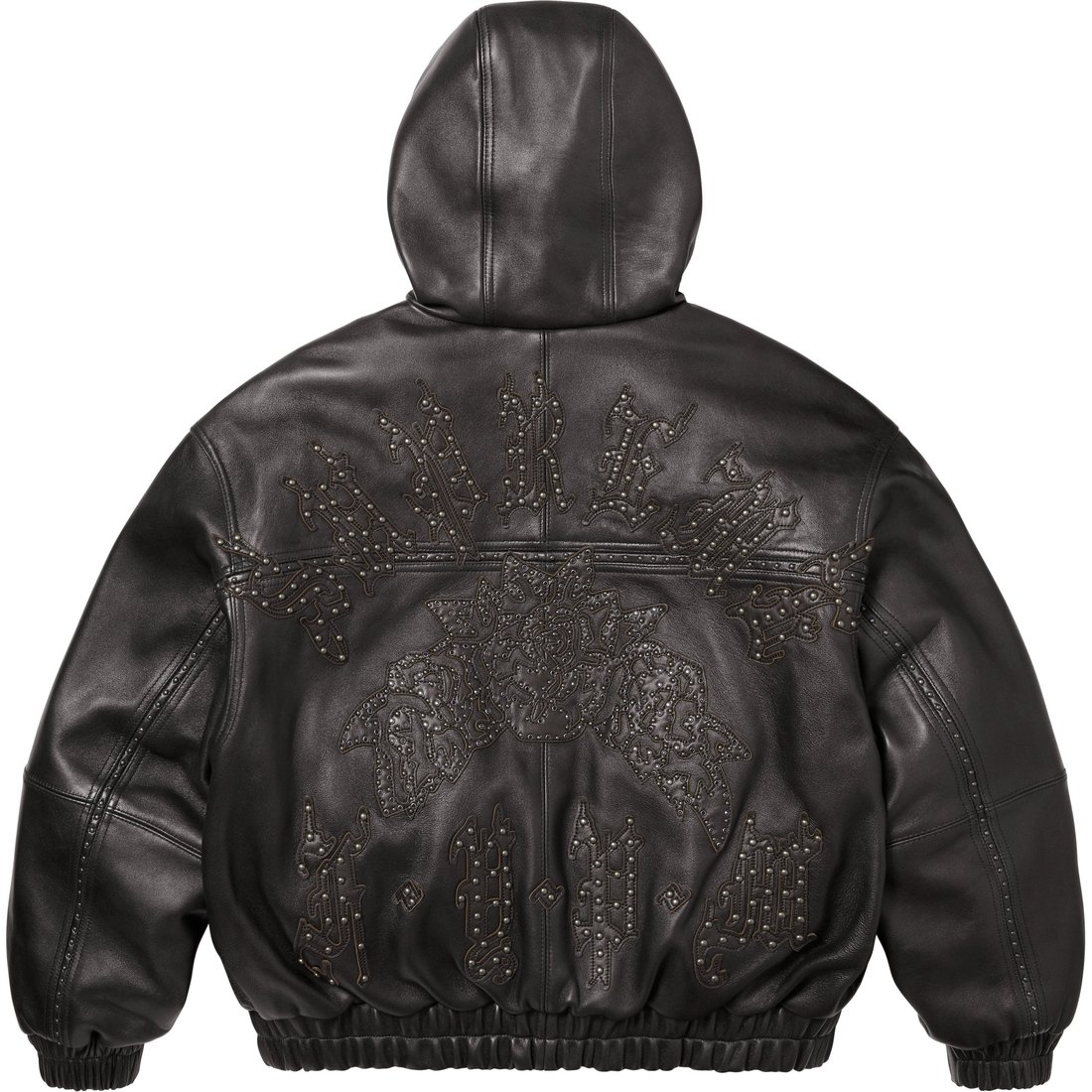 Supreme Studded Hooded Leather Jacket (SS25) - Black - $1298