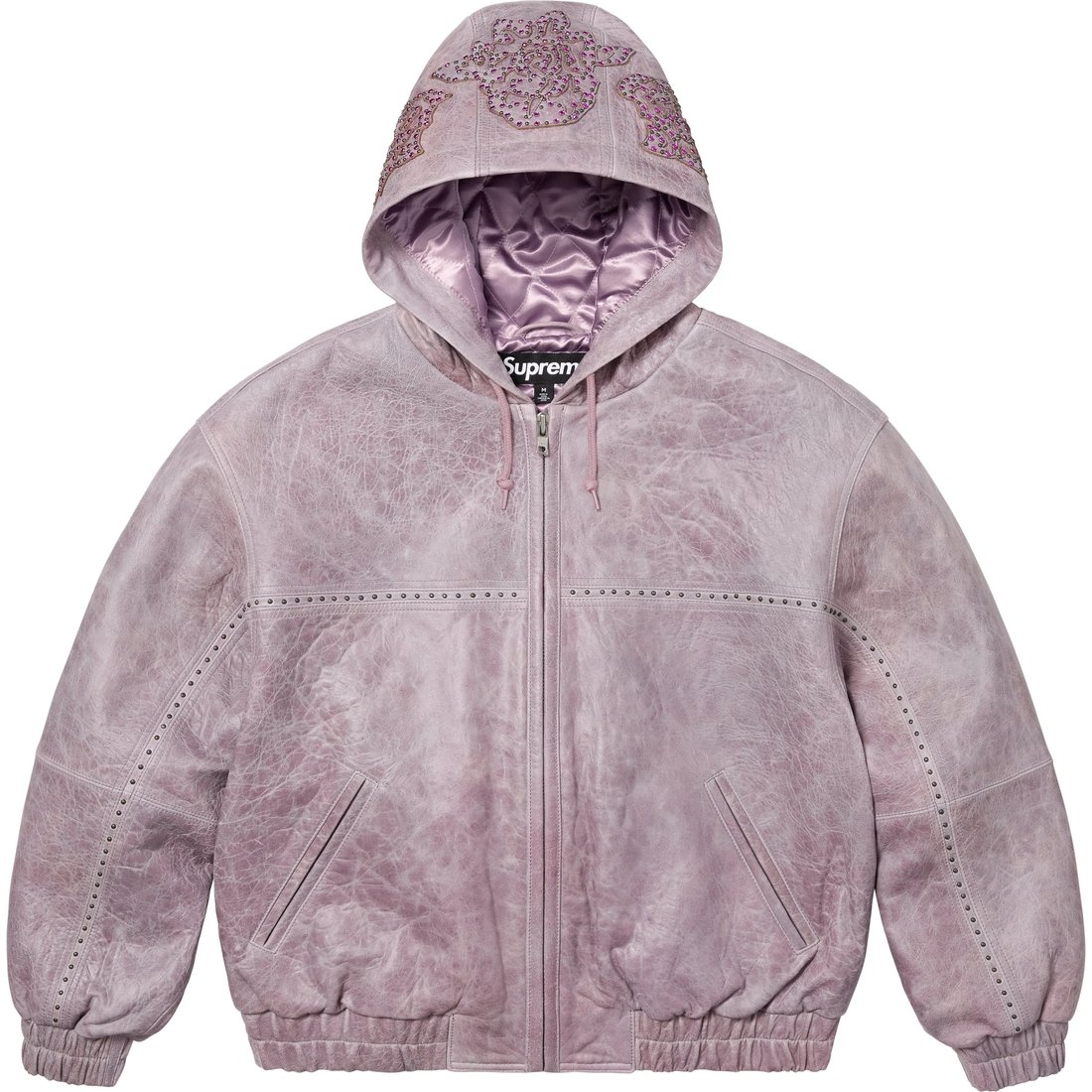 Supreme Studded Hooded Leather Jacket (SS25) - Lilac - $1298