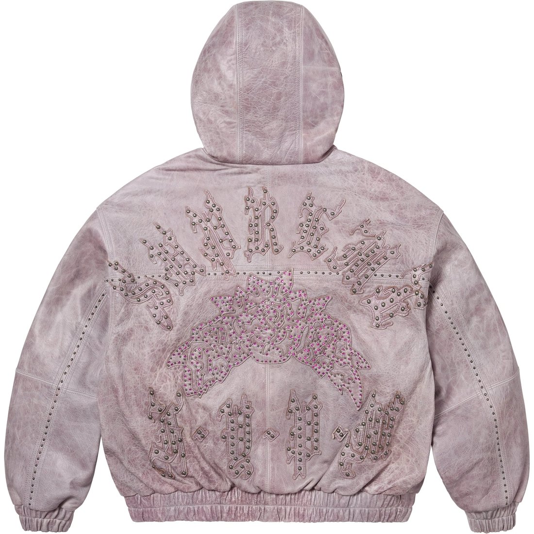 Supreme Studded Hooded Leather Jacket (SS25) - Lilac - $1298