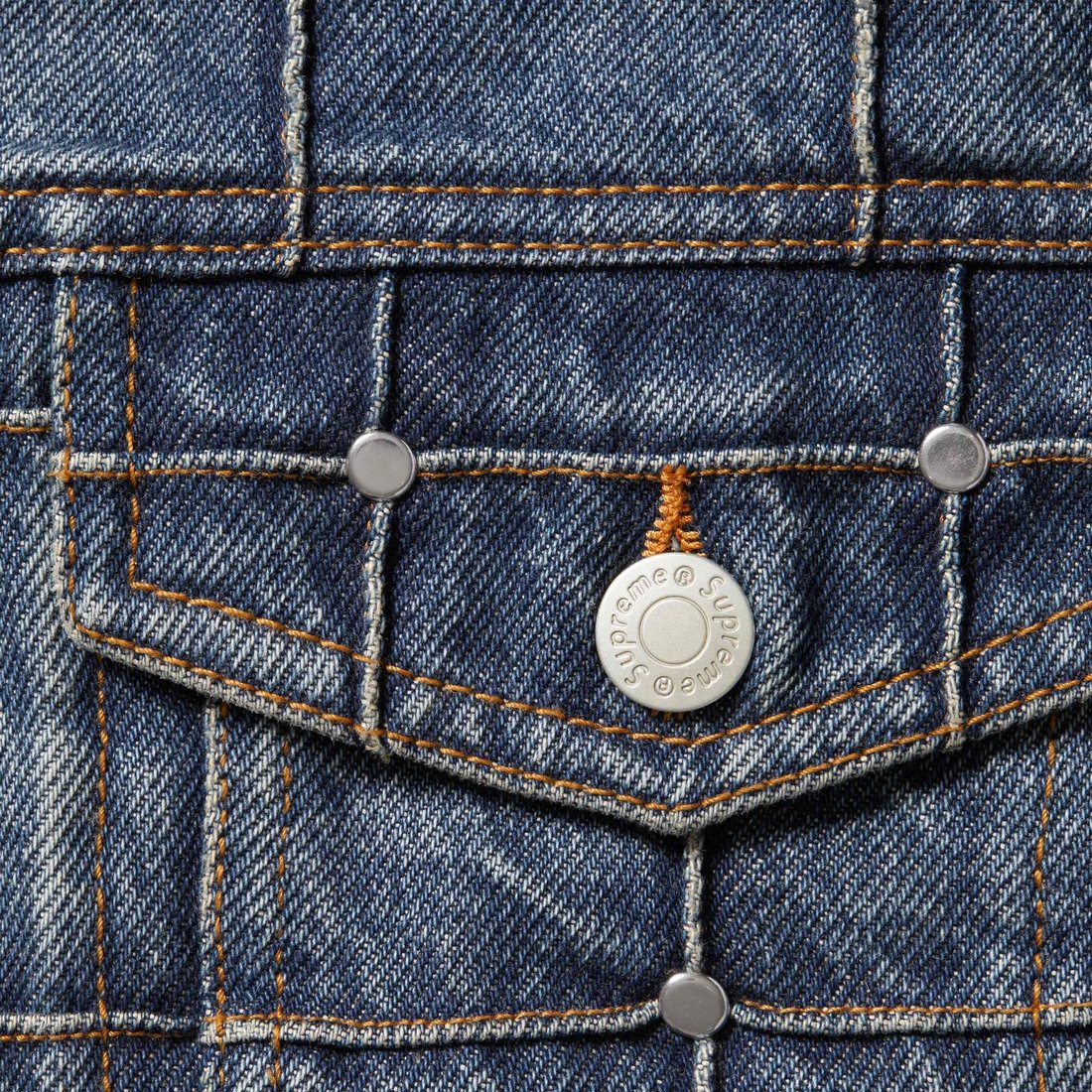 Supreme Studded Seam Denim Trucker Jacket (SS25) - Blue - $398