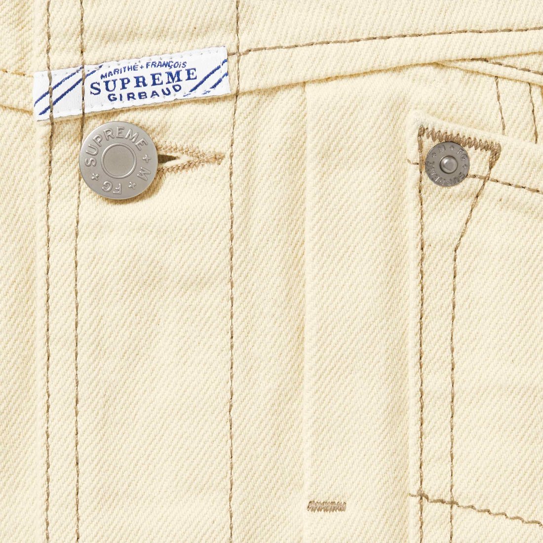 Supreme Supreme Marithé + François Girbaud X-Seam Denim Trucker Jacket (SS25) - Pale Yellow - $278