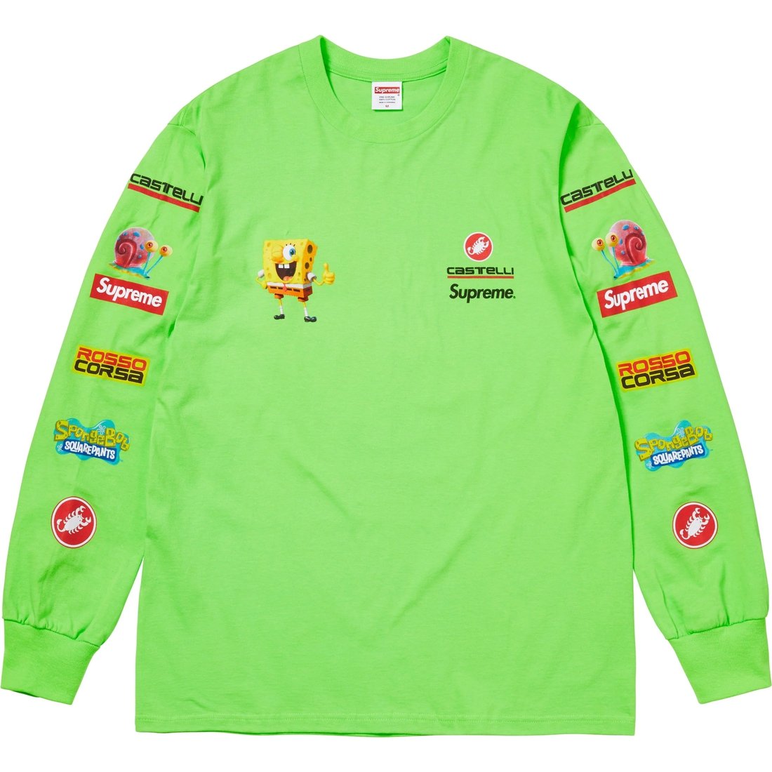 Supreme Supreme SpongeBob SquarePants Castelli Racing L S Tee (SS25) - Lime - $58