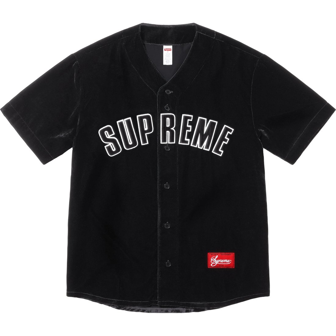 Supreme Velvet Baseball Jersey (SS25) - Black - $188