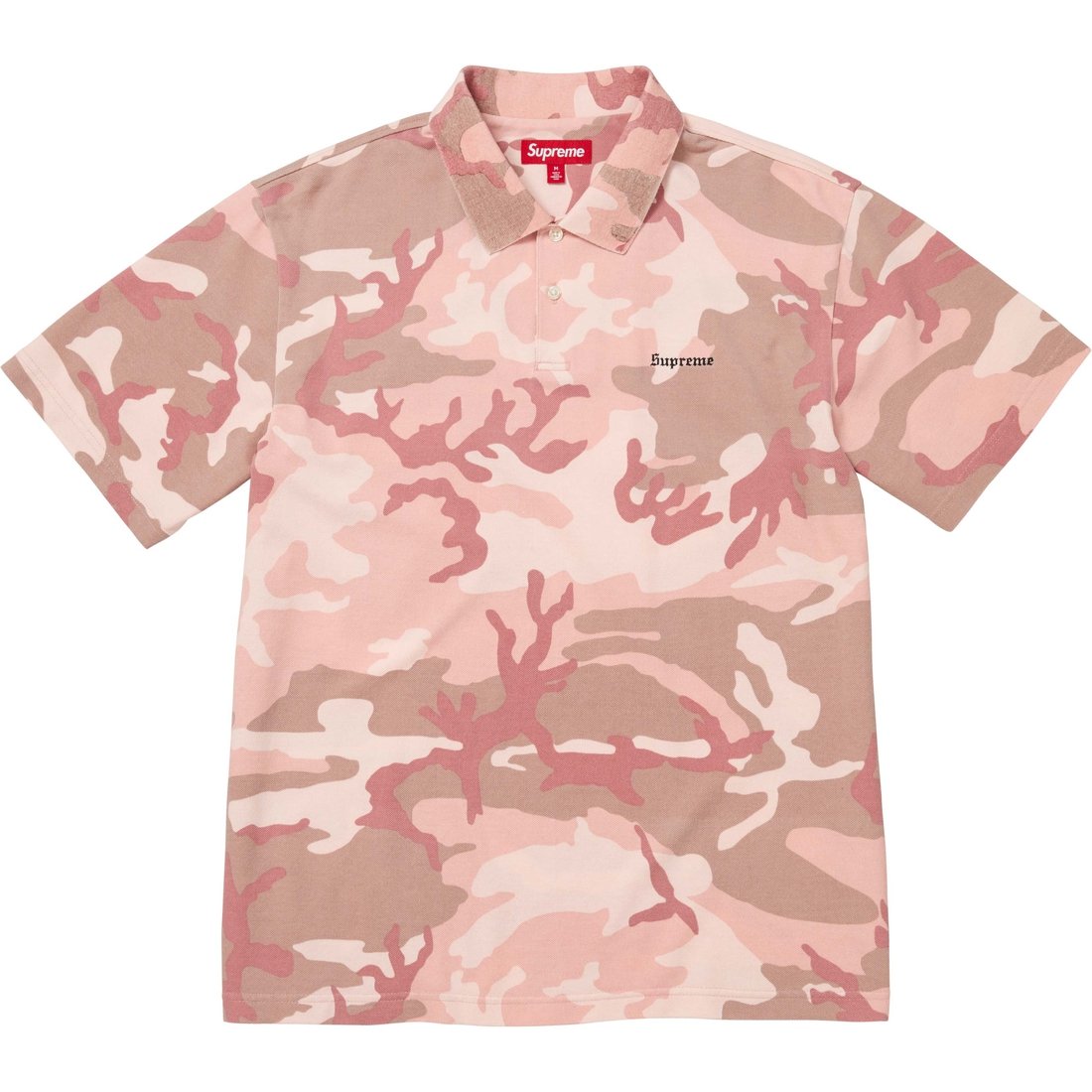 Supreme Washed Camo Polo (SS25) - Pink Camo - $98