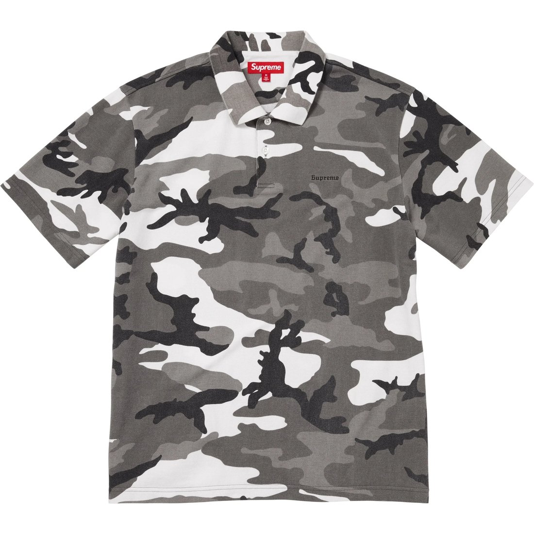 Supreme Washed Camo Polo (SS25) - Snow Camo - $98