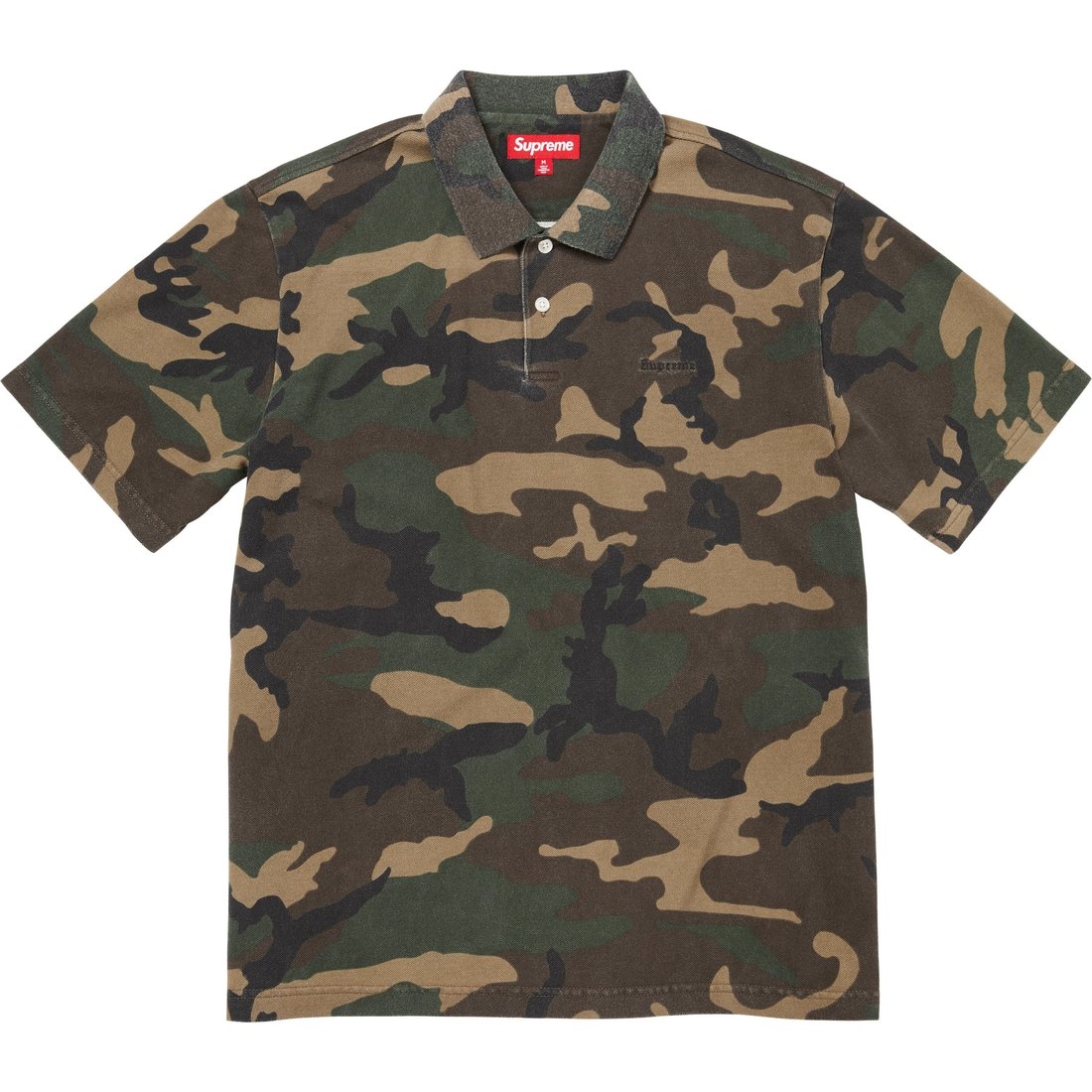 Supreme Washed Camo Polo (SS25) - Woodland Camo - $98