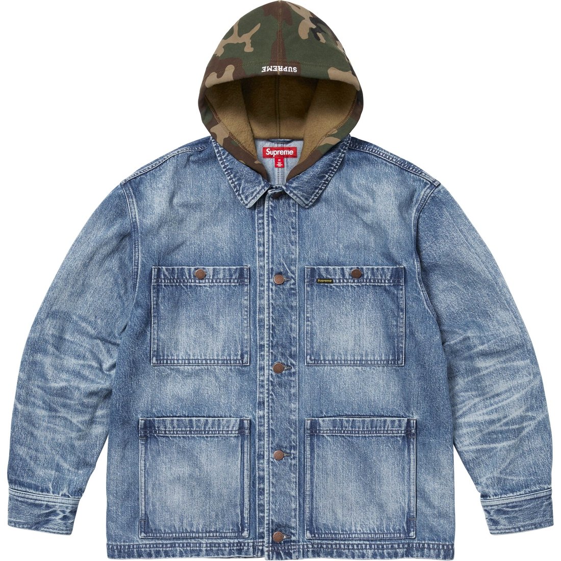Supreme Worn Hooded Chore Coat (SS25) - Denim - $318