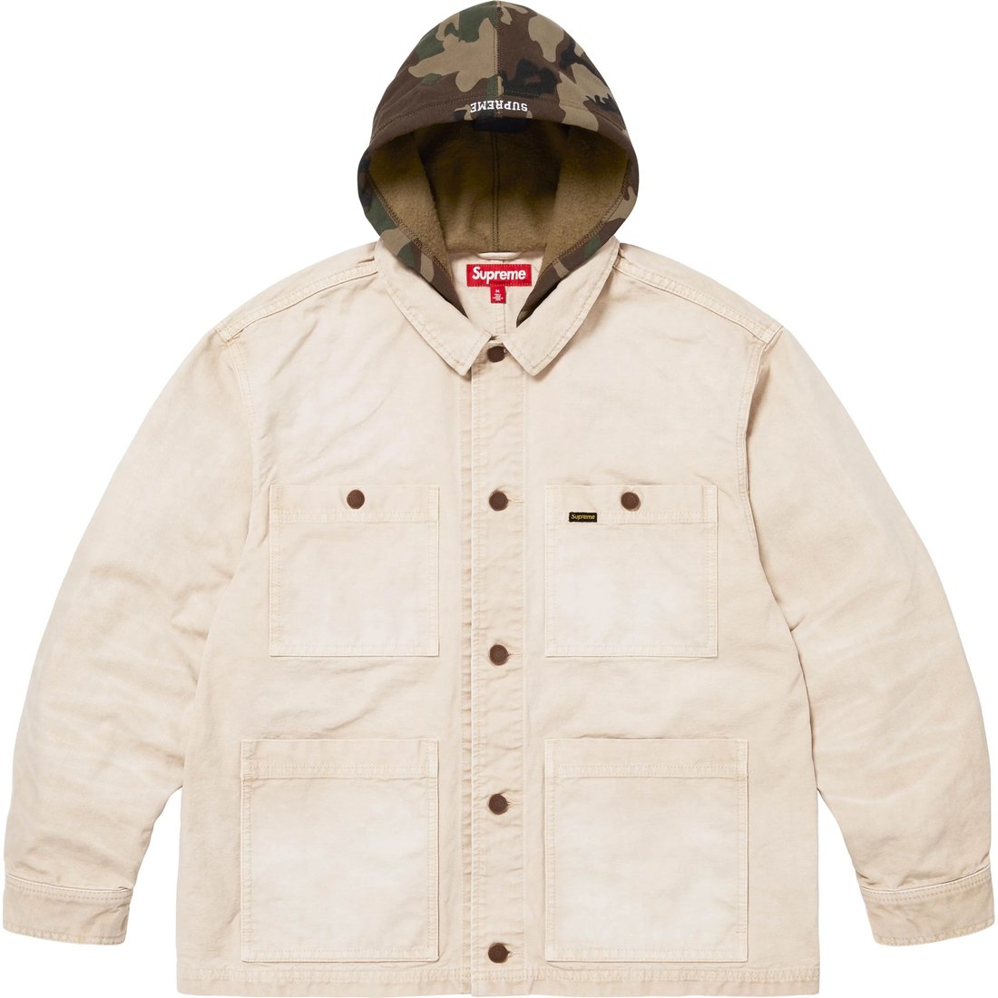 Supreme Worn Hooded Chore Coat (SS25) - Natural - $318