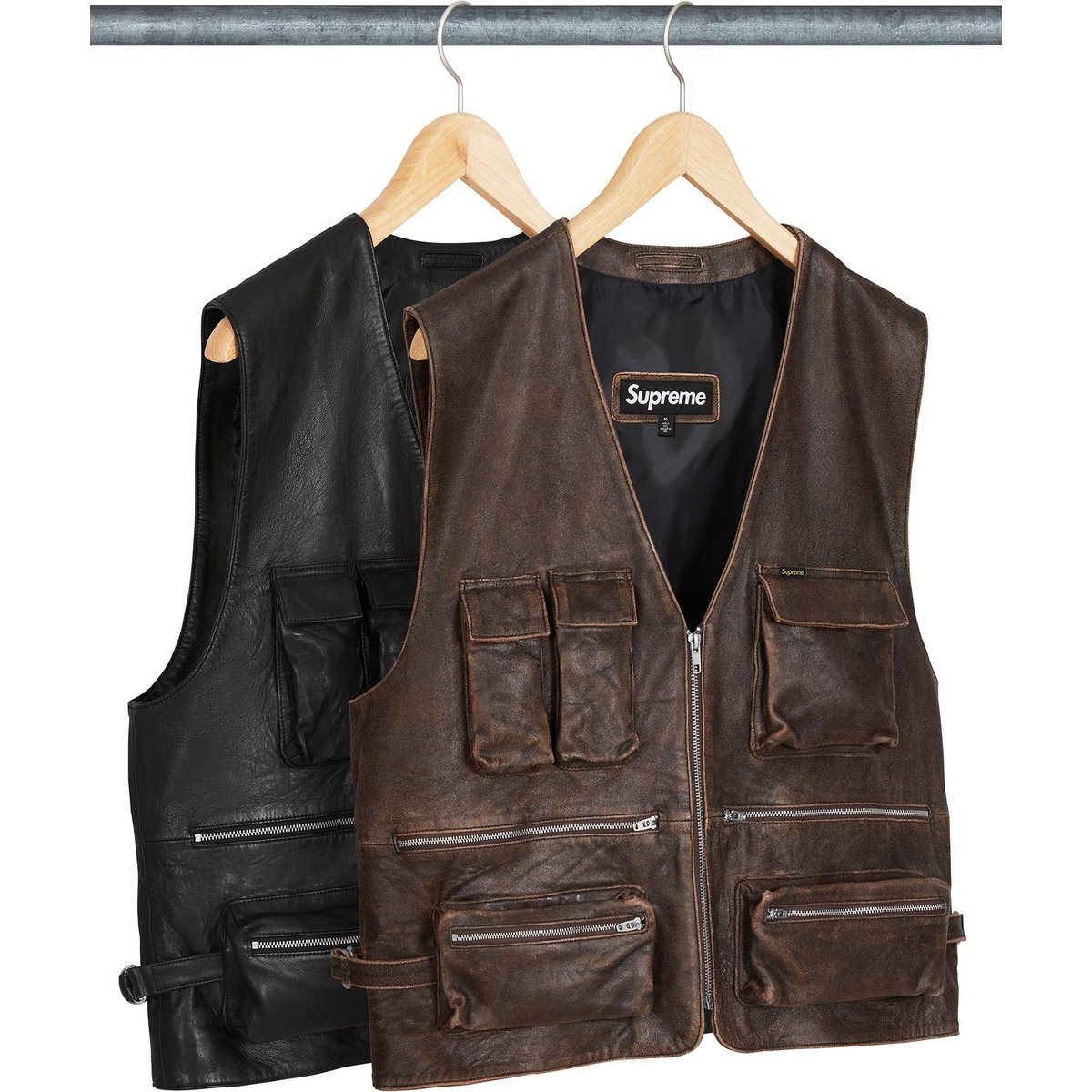 Supreme Leather Cargo Vest released during spring summer 25 season