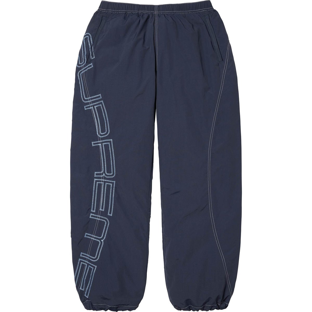 Supreme Spellout Embroidered Track Pant (SS25) - Navy - $138