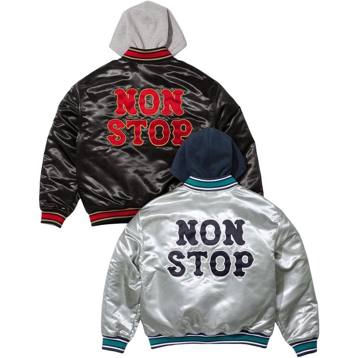 Supreme Supreme Homerun Satin Hooded Varsity Jacket (SS25) - $288