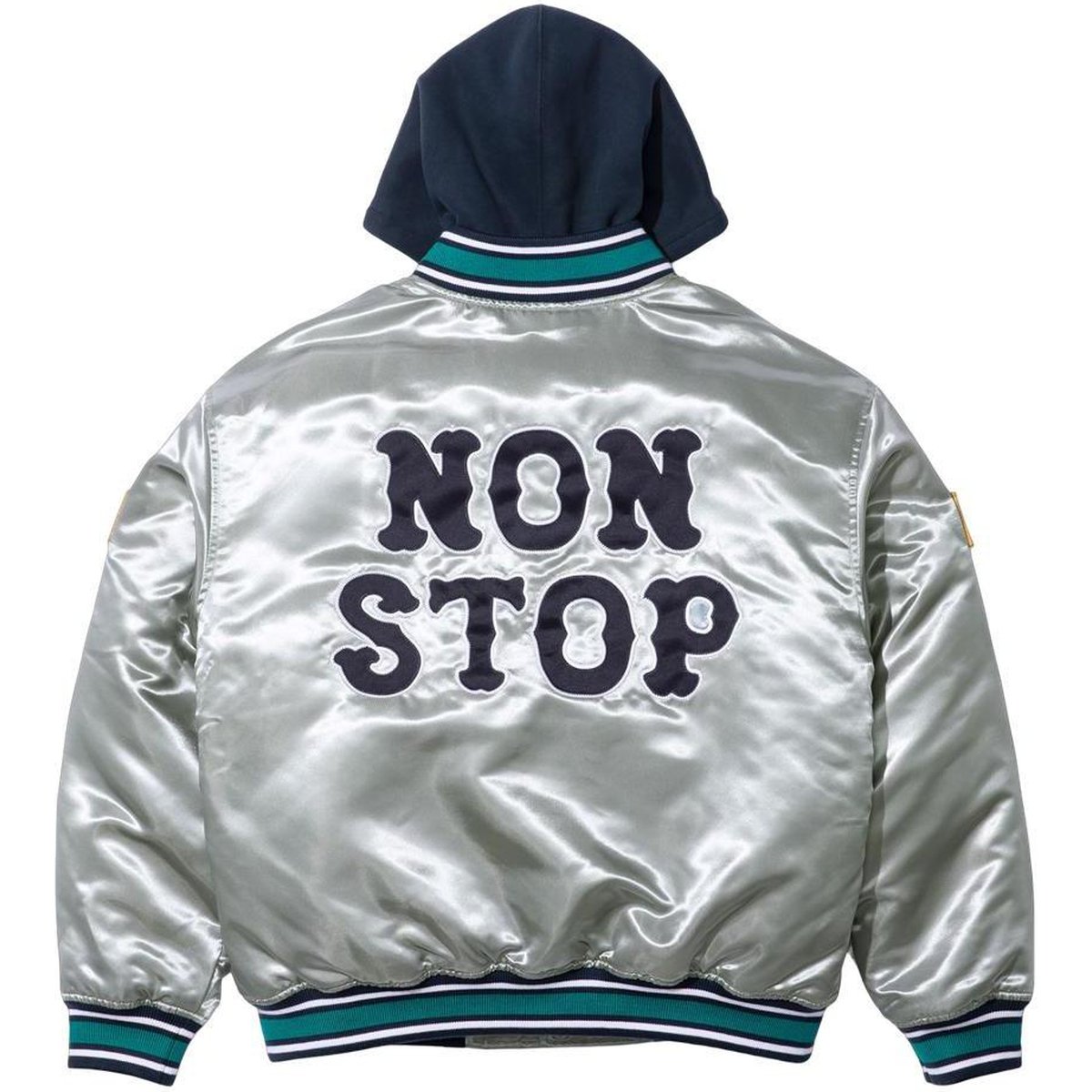 Supreme Supreme Homerun Satin Hooded Varsity Jacket (SS25) - $288