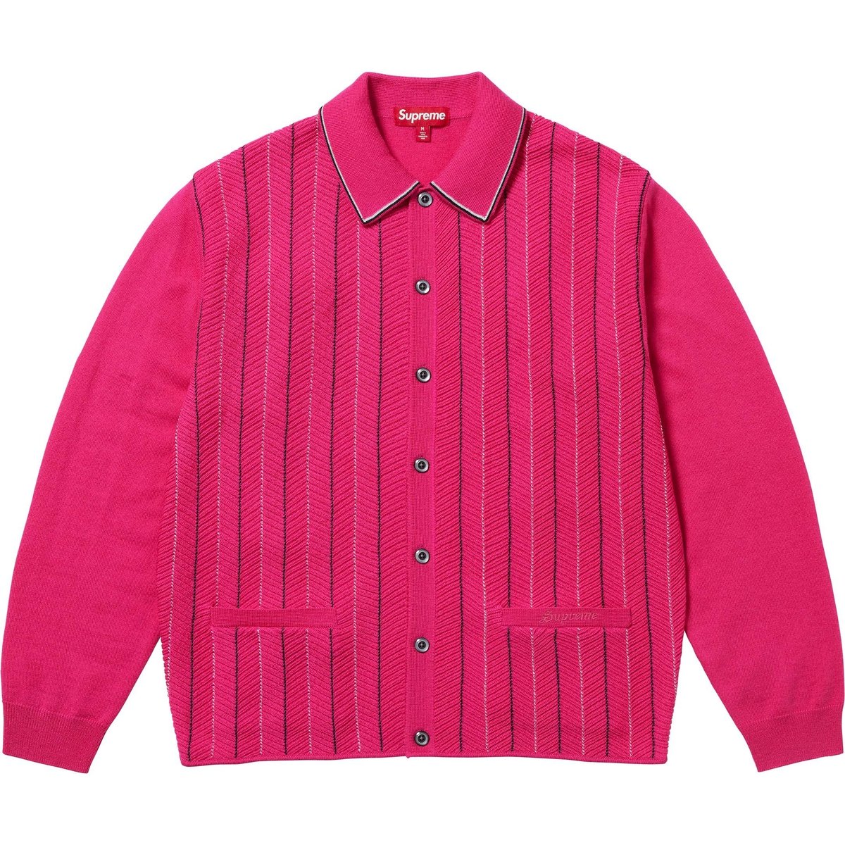 Supreme Herringbone Cardigan (SS25) - Pink - $188